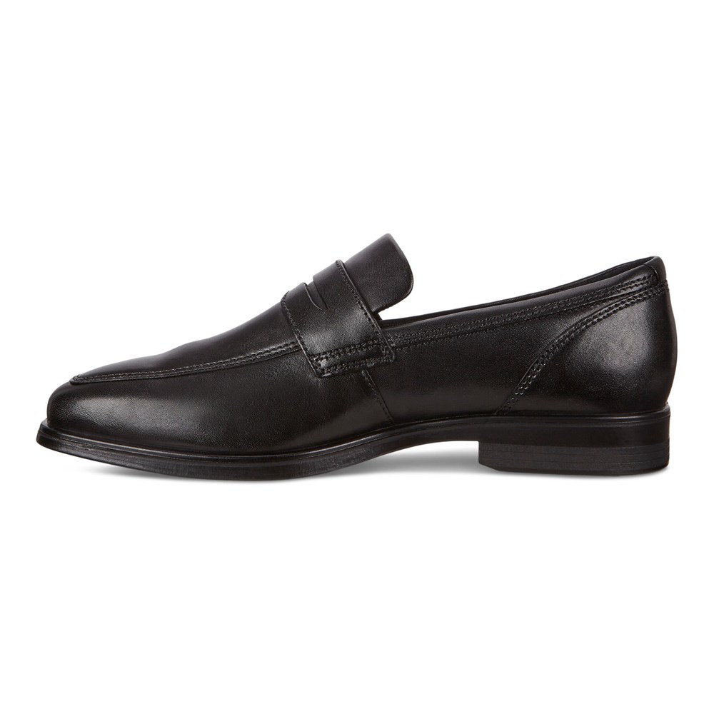 ECCO Mens Loafers Black - Queenstown Penny - PGK-328651